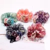 Modekristallen Rose Flower Lace Hair Scrunchies Ties Elastics Ponytail Holder Floral Rubber Rubber Hairband For Women Girl Dik Hair