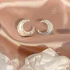 Boucles d'oreilles à tige coréenne lune boucle d'oreille incrustation secrète zircone délicate femme cent Match Super brillant cadeau de mariage de mariée