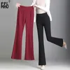 Pantaloni da donna Capris Eleganti pantaloni skinny elasticizzati svasati Office Lady Fashion Elastico a vita alta Pantalone con fondo a zampa Pantalone donna primavera alla caviglia 230301