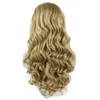 24 "Long Wig Ash Blonde ondulada Wavy Natural Resistente ao Cabelo Sintético Lace Fronteiro peruca