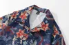 Camisas casuais masculinas dragão floral material fino camisa masculina botão por baixo camisetas de moda vintage de rua