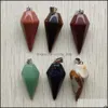 CAR DVR CHARMS BORDED Natural Stone Pillar Chakra Pendum Pyramid Healing Reiki Point Pendants For Necklace Jewelry Making Drop Delivery Fi DHSFJ