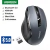 Mouse UGREEN Wireless Mouse Bluetooth 5 0 Ergonomico 4000 DPI Silenzioso 6 pulsanti per MacBook Tablet Laptop Silenzioso 2 4G 230301