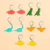 Boucles d'oreilles créoles 5 paires de couleur porte-clés personnalisé dinosaure tyrannosaure Rex acrylique enfants enfantin mignon bijoux