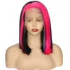 Female Color Short Straight Hair 13 2.5 Front Lace Wig Partial Split Chemical Fiber Head Cover Wigs