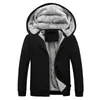 Jaktjackor Vintermän tjocka fleece tröja plyschfoder Öppet front blixtlås cardigan hoodie kappa fast färg för avslappnad