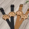 Wristwatches DODO DEER Bamboo Couple Set Quartz Wooden Watches Black Leather Band Lovers's Wood Timepieces Men Women Watch Custom Gifts A21