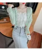 Jaquetas femininas vintage de manga longa e renda floral encolher encolher bolero cardigan casacos tops slim tops ladies white jacket spring coul