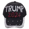 Trump 2024 dżinsowy kapelusz na zwykłym diamentowym baseballowym czapce bawełniane czapki hurtowe ee