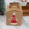 Emballage cadeau 10pcs joyeux noël coffrets cadeaux papier kraft bonbons boîte à biscuits pour noël année maison fête décoration cadeaux emballage fournitures 230301