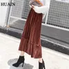 Rokken geplooide rok vrouwen herfst 2023 solide kleur Koreaanse mode casual midi kantoor dames ruches fitness vrouwelijke kleding