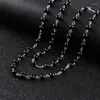 Pendant Necklaces KOMi 5mm Glass Beads Handmade Cross Necklace Long Tassel Rosary Religious Catholic Jesus Jewelry Gift R-165