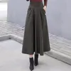 Röcke Woolen Frauen Vintage Elegante Büro Tragen Midi Plissee Rock Mode Hohe Taille Weibliche Plaid Herbst Winter