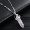 car dvr Pendant Necklaces 20Colors Chakra Reiki Healing Jewelry Hexagon Natural Stone Pendum Necklace Quartz Lapis Opal Pink Crystal Amethys Dhw4N