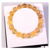 car dvr Beaded Strands Wholesale Fashion Natural Jewelry Citrine 10Mm Round Beads Semi Precious Stone Crystal Chunky Red Bracelets Bangles Dhyfg