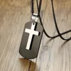 Pendentif Colliers Médaillon De Chien Noir Personnalisé Pour Hommes Avec Croix Nom Collier En Acier Inoxydable Cadeaux Religieux