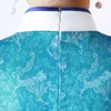 Etniska kläder överdimensionerade 5xl kvinnor kort ärm lång klänning siden qipao kinesisk traditionell vintage sexig kväll cheongsam