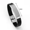 Bangle Personalized Print Blank Curved Tube Double Line Bracelet Men Genuine Leather Black Color Bracelets Stainless Steel