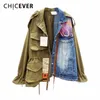 Women's Jackets CHICEVER Spring Autumn High Quality Lapel Long Sleeve Fake Two Piece Denim Patchwork Vintage Coat Jacket 230301