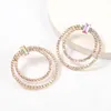 Hoop oorbellen Super Flash Claw Chain Series Rhinestone Double Circle Trendy Female