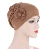 Bonnets Bonnet/Crâne Caps Côté Applique Rosette Mode Femmes Musulmanes Doux Turban Couleur Unie Perte De Cheveux Chimio Bonnet Africain Chapeau Chapeaux Oli