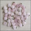 CAR DVR CHARMS 15mm Rose Quartz Heart Natural Stone Pendants For Necklace Jewelry Making Drop Leverans Fyndkomponenter DH5HX