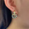 Boucles d'oreilles cerceau coloré cristal perle ronde en acier inoxydable pour les femmes doré géométrique Huggie cercle 2023 bijoux à la mode