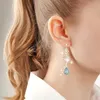 Pendientes De Botón Joyería De Círculo Geométrico Cumpleaños Aro De 100 Mm Para Mujer Acrílico Azul Brillante