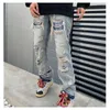 Herrjeans Rippade jeans Y2k Streetwear Byxor Herrbyxor Slim Harajuku Man Hip Hop Herrmode Baggy Grunge Trendyol Stacked Clothing Z0301