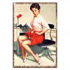 Sexy dame vintage metalen schilderplaat pin up meisje tin plaque poster muur decor bar pub club man cave retro borden 30x20cm w03