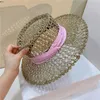 Nya naturliga gräs Strawhattar för kvinnor sommar Flat Brim Beach Sun Hats Fashion Hollow Holiday Cap Chapeau Femme