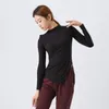 Camicie attive Top da palestra Donna a maniche lunghe Abbigliamento da allenamento irregolare Nero Forma popolare classica Ginnastica latina moderna Danza moderna