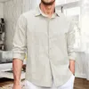 Erkek Tişörtleri Sıradan Uzun Kollu Erkek Pamuk Düğmesi Keten Yaz Plajı Chablis Gömlek Romper