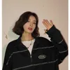 Womens hoodies tröjor houzhou harajuku svart tröja kvinnor koreanska mode streetwear randiga hoodie vintage hiphop pullover estetik överdimensionerade 230301