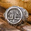 Cluster Rings S925 Sterling Silver Vintage Color Horus Anubis The Wanderer of Ancient Egypt Punk Antique Open Finger Jewelry