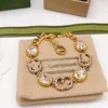 Vintage Charm Bracelets Copper Gold Crystal Plated Double G Pendant Chain Bangle For Women Jewelry With Box Party Gift