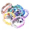 سيارة DVR خيوط Noosa Ginger Snap Button Bracelet Acrylic Stone Stone Beads Hand Strand Bracelets Jewelry DIY 18mm مرنة Bangle Dhlib