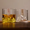 Gobelets Japon 3D Mountain Whisky Glass Glacier Old Fashioned Whisky Rock Verres Verre à whisky Coffret cadeau en bois Vodka Cup Wine Tumbler 230228