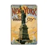 New York City Metal Poster Vintage Metal Tin Sign Landscape Shabby Tin Plates Plaque Retro Iron Painting Man Cave Decoration Home Wall Decor Size 30X20CM w01