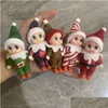 Juldekorationer Rödgrönt barn Baby Elf Dolls With Moveble Arms Legs Doll House Accessories Ees Toy For Kids Drop Delivery DHQTK