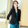 Ternos femininos Jaqueta elegante Mulheres Casaco curto Design Sense Blazer Versão coreana da cintura casual Slim Black Small Suit Abrigos Mujer