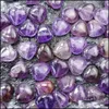 car dvr Charms 10Mm Straight Hole Heart Amethyst Natural Stone Crystal Pendants For Making Jewelry Whosale Drop Delivery Findings Components Dhwgo