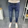 Jeans pour hommes printemps automne Hip Hop Slim élégant petit ami Stretch luxe Cargo déchiré Denim Designer marque hommes conique pantalons longs