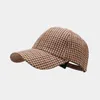 Ball Caps Unisex Brown Houndstooth Baseball For Men Women British Plaid Designer Cap Bone Trucker Hat Casquette Homme