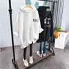 Kadın Hoodies Sweatshirts Sonbahar Kış artı Kadife Kalın Çift Kıyafet Karikatür Harfleri Büyük Boyut Gevşek Mid -Menong Ceket 230228