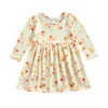 Mädchen Kleider MaBaby 18M-6Y Kinder Kind Baby Mädchen Kleid Furit Gestreiften Druck Langarm EINE Linie Für Herbst Frühling DD40