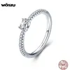 Cluster Rings WOSTU Dazzling Crystal Ring % 925 Sterling Silver Zircon Fashion Rings For Women Wedding Luxury Silver 925 Jewelry CQR524 G230228