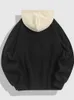 Mens Hoodies Sweatshirts Polar Vintage Sweatshirt Mektubu Nakış Sokak Giyim Sonbahar Kış Kış Kapüşonlu Hoodie Colorblock Polar Pullover 230301