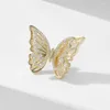 Broscher elegant insektsfjäril för kvinnor kubik zirkoniumguld färgskal lapel stift halsduk tröja prydnad år gåva