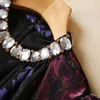 2023 Spring Black Floral Print Beaded Chiffon Dress Sleeveless Round Neck Rhinestone Midi Casual Dresses S3F280224 Plus Size XXL